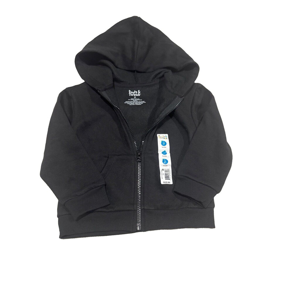 Kids' Black Jacket Hoodie Full Zip Sweater Toddler Size 2T